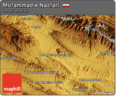 Physical 3D Map of Moḩammad-e Naz̧arī
