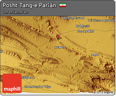 Physical 3D Map of Posht Tang-e Parīān