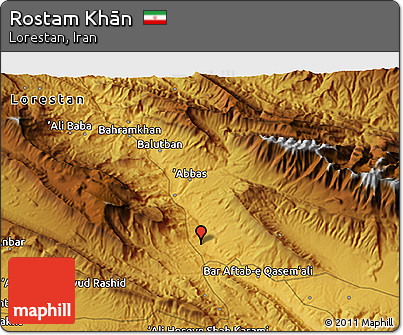 Physical 3D Map of Rostam Khān