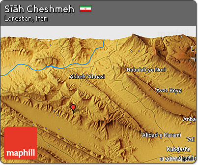 Physical 3D Map of Sīāh Cheshmeh