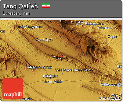 Physical 3D Map of Tang Qal`eh