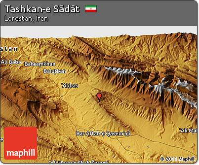 Physical 3D Map of Tashkan-e Sādāt