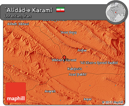 Political 3D Map of `Alīdād-e Karamī
