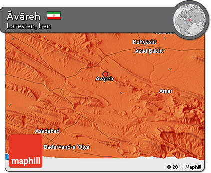 Political 3D Map of Āvāreh