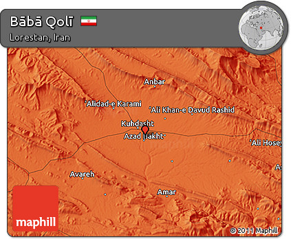 Political 3D Map of Bābā Qolī