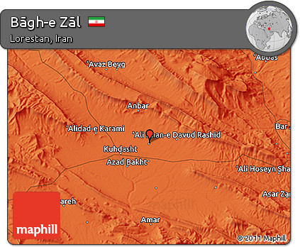 Political 3D Map of Bāgh-e Zāl