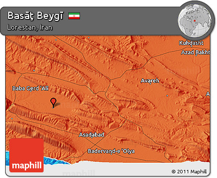 Political 3D Map of Basāţ Beygī