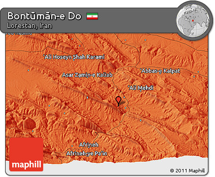Political 3D Map of Bontūmān-e Do