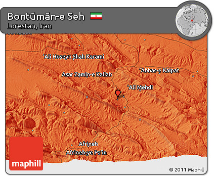 Political 3D Map of Bontūmān-e Seh