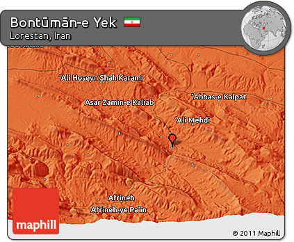 Political 3D Map of Bontūmān-e Yek
