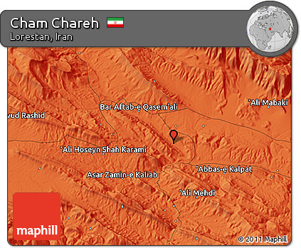 Political 3D Map of Cham Chareh