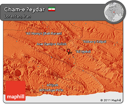 Political 3D Map of Cham-e Ḩeydar