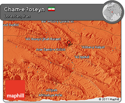 Political 3D Map of Cham-e Ḩoseyn