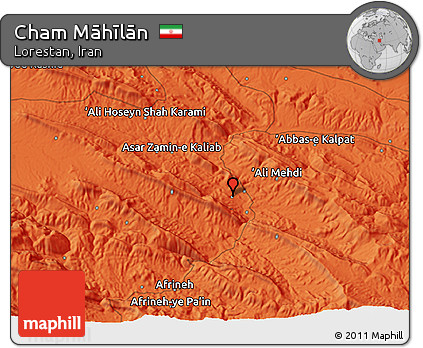 Political 3D Map of Cham Māhīlān