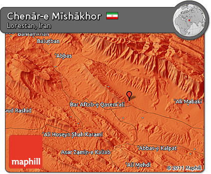 Political 3D Map of Chenār-e Mīshākhor