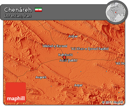 Political 3D Map of Chenāreh