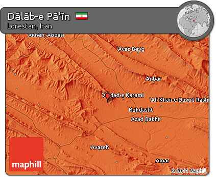 Political 3D Map of Dālāb-e Pā'īn