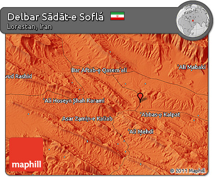 Political 3D Map of Delbar Sādāt-e Soflá