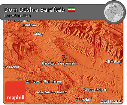 Political 3D Map of Dom Dūsh-e Barāftāb