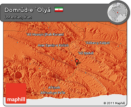 Political 3D Map of Domrūd-e `Olyā