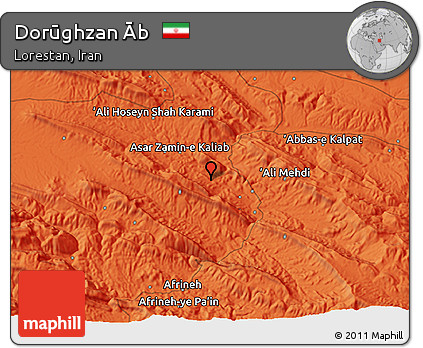 Political 3D Map of Dorūghzan Āb