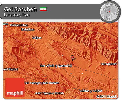 Political 3D Map of Gel Sorkheh