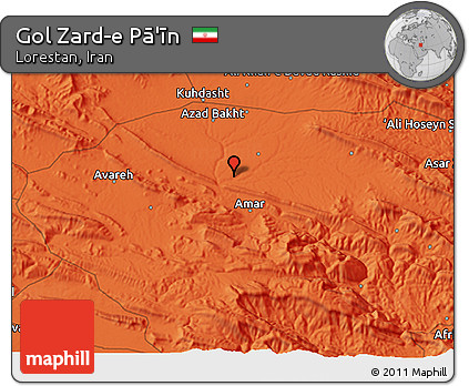 Political 3D Map of Gol Zard-e Pā'īn