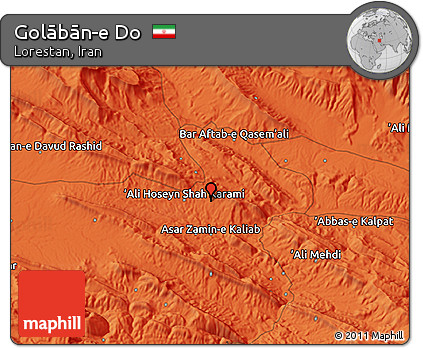 Political 3D Map of Golābān-e Do