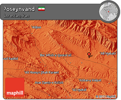 Political 3D Map of Ḩoseynvand