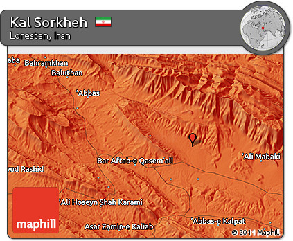 Political 3D Map of Kal Sorkheh