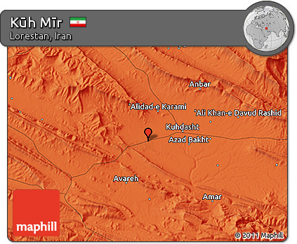 Political 3D Map of Kūh Mīr