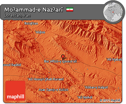 Political 3D Map of Moḩammad-e Naz̧arī