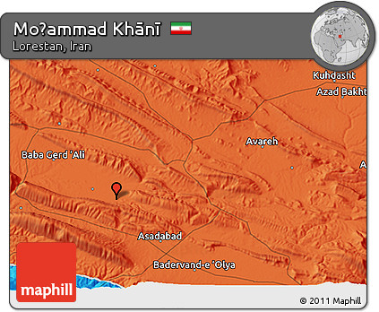 Political 3D Map of Moḩammad Khānī
