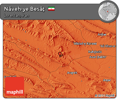 Political 3D Map of Nāveh-ye Besāţ