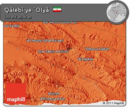 Political 3D Map of Qālebī-ye `Olyā