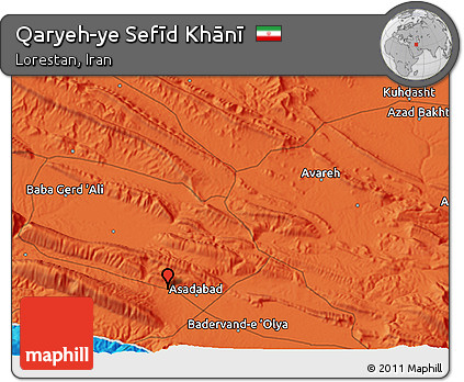 Political 3D Map of Qaryeh-ye Sefīd Khānī