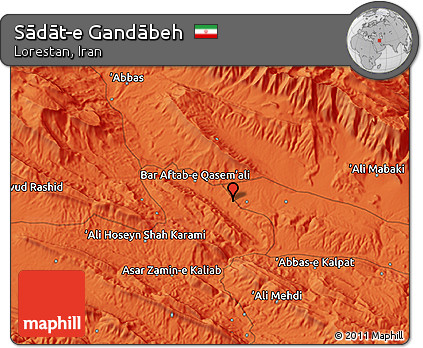 Political 3D Map of Sādāt-e Gandābeh