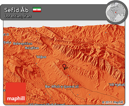 Political 3D Map of Sefīd Āb