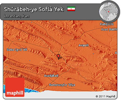 Political 3D Map of Shūrābeh-ye Soflá Yek