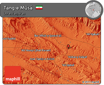 Political 3D Map of Tang-e Mūsá