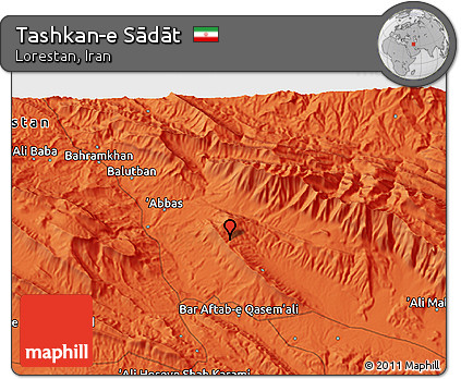 Political 3D Map of Tashkan-e Sādāt