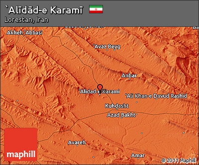 Political 3D Map of `Alīdād-e Karamī