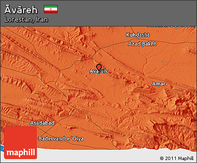 Political 3D Map of Āvāreh