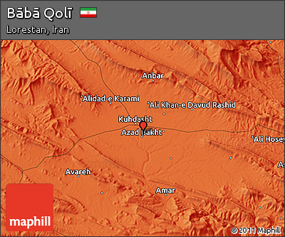 Political 3D Map of Bābā Qolī