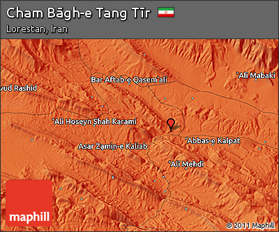 Political 3D Map of Cham Bāgh-e Tang Tīr