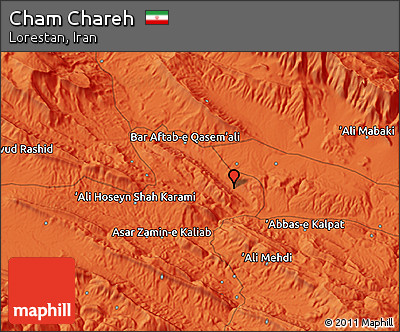 Political 3D Map of Cham Chareh