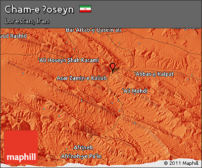 Political 3D Map of Cham-e Ḩoseyn