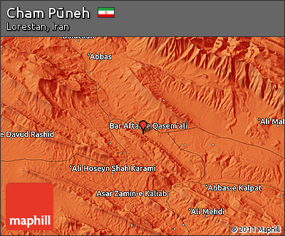 Political 3D Map of Cham Pūneh