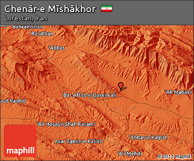 Political 3D Map of Chenār-e Mīshākhor