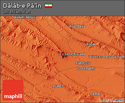 Political 3D Map of Dālāb-e Pā'īn